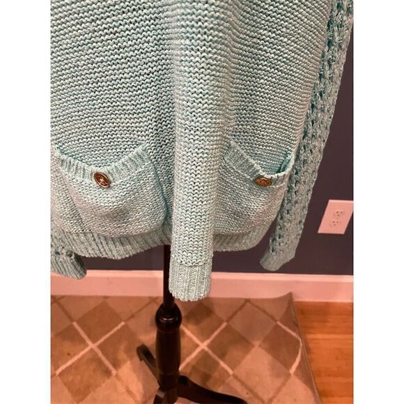 Island Republic Women's Green Crochet Knit Pullover Sweater Size L - Picture 3 of 11